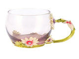Glass Cup Innovative Flower Tea Cup with Spoon Drink Mug Birthday Christmas Festive GiftsGreen V1294-YM0901-3118210111813