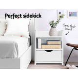 Artiss Bedside Table 1 Drawer with Shelf - FARA White FURNI-C-BS-TOGO-WH