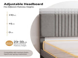 Artiss Double Bed Frame with Adjustable Headboard, Grey, 300kg Capacity BFRAME-H-VERA-D-CA-AB