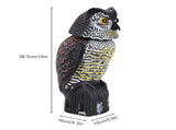 Horned Owl Decoy and 360&deg Rotating Head Owl Statue to Scare Birds Away for Patio Yard Garden V1294-YM0717-10182594