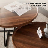 Removable Set of 2 Round Coffee Table Walnut Nesting Side End Table Furniture V488-TBLRC-WL