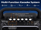 Alpha Portable Karaoke Machine with 2 Wireless Microphones Bluetooth 5.3 KAM-18W-BK
