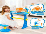 Keezi Kids Piano Keyboard 37 Keys Electronic Musical Instrument Set w/ Stool Microphone KPK-37-BL