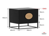 Sarantino Silvia Bedside Table with 2 Drawers - Black CBT-91S-6TZ-BLK