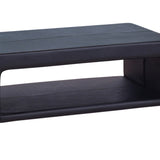 Coffee Table Upholstered PU Leather in Black Colour with open storage V43-CT-MAJ-BL