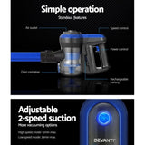 Devanti Stick Vacuum Cleaner Brushless Cordless 250W Blue VAC-CL-H-B8-BL