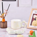 Ceramic Coffee Mug with Set, Creative Cute Cup with Flower, Novelty Cups with Flower Handle for V1370-AZ4-06314
