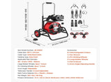 Drain Cleaner Machine 22m x 12.7mm, Auto Feed Sewer Snake Auger, Portable Drain Cleaning Machine V952-GDSTJLSGTSZD783DX001V3