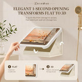 Bathroom Mural Storage Cabinet, 15 * 15in Waterproof Foldable Organizer, No Drill Wall Mounted V1107-113-41501-BEG-B