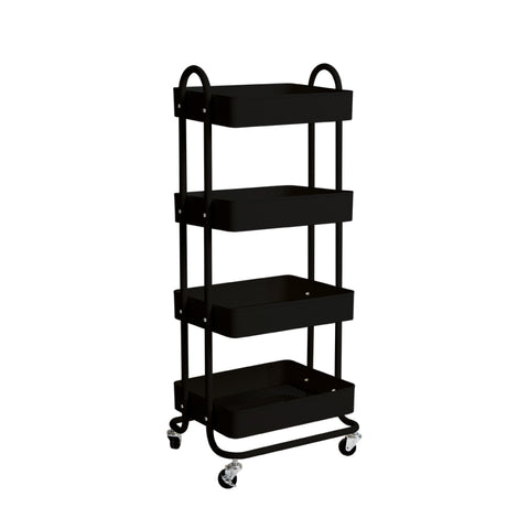 Levede 4 Tiers Kitchen Trolley Cart Black HO0576-4-BK