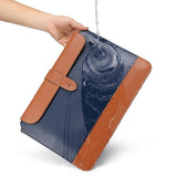 13-14 Inch Horizontal Microfiber Notebook Liner & Power Bag - Blue & Brown PRL-7158455750DBT