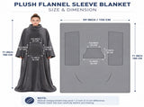 Winter Cozy Warm Loungewear Gift Set 150 x 180CM Dark Grey Flannel Fleece Wearable Blanket with V888-ELOSUNG52547