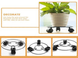2Pcs Flower Pot Moving Tray with Wheels Metal Holder for Indoor and Outdoor Flower Pots V1370-AZ4-14898