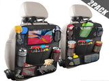 Car Back Organizer with Touch Screen Tablet Holder 9 Storage Pockets Kick Mats Back Protectors V1263-JX-1746