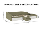 Artiss King Single Upholstered Daybed Sofa Bed with Centre Stairs, Olive XFSI-DBRK641KS-AB