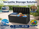 60 Gallon Outdoor Storage Deck Box, 227L Resin Patio Storage Box with Lockable Lid, Waterproof-Look V1338-WAK0074