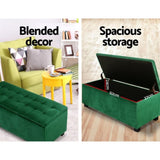 Artiss Storage Ottoman Blanket Box 97cm Velvet Green OTM-L2-VEL-GREEN