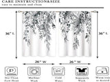 Blue Grey Eucalyptus Botanical Leaves Floral Kitchen Window Curtains Over Sink Farmhouse Flower Leaf V1192-AZ-W-25014