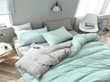 Mint Green And Grey Stitching Ultra-Soft Solid Color 4-Piece Bedding Set - Queen Size V888-ELOSUNG21512