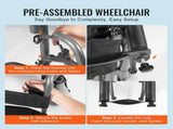 Wheelchair Steel Transport Chair Foldable Wheelchair 24-In W Seat 300lbs V952-FWYSLYTGHX24GCRZ7V0