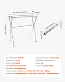 2-Tier Telescopic Clothes Drying Rack w/ 30 Windproof Holes & 2 Shoe Hooks V952-LDSLYJXX1413RO4HO001V0