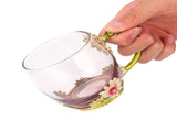 Glass Cup Innovative Flower Tea Cup with Spoon Drink Mug Birthday Christmas Festive GiftsGreen V1294-YM0901-3118210111813
