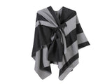 Daily Matching Faux Cashmere Wrap, Soft Vertical Striped Detail, Black Grey V1221-XM-LB2154-ZS57