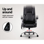 Artiss 8 Point Massage Office Chair PU Leather Black MOC-1223-BK