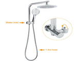 WELS Round 9" Twin Shower Head 3 Mode Handheld Gooseneck Wall Arm 2 in 1 Combo Taps Set V1233-A703ROHR003M4CSR0901CPF0282A