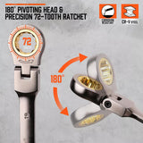 HORUSDY 18-Piece Flex-Head Ratchet Spanner Set, Metric 6mm-30mm Ratcheting Spanners, Nickle Plating V465-86471