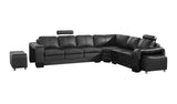 Lounge Set Luxurious 6 Seater Faux Leather Corner Sofa Living Room Couch in Black with 2x Ottomans V43-SOF-MAJ-BL