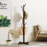 Brown Solid Wood Coat Rack Stand for Entryway - Sturdy Hat and Clothes Hanger V178-59379