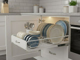 CARLA HOME 2 Pack Pull Out Dish Rack for Kitchen Cabinet with Slide Out Drawer Organizer for Plates, V178-36327