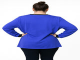 Ladies Plus Size Crew Neck Long Sleeve Top Queen Womens Jumper - Purple/Black V563-SW71-18