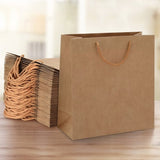 50pcs Bulk Kraft Paper Bags Pack Brown Shopping Retail Gift Bags Reusable Brown PB-50-F-BR