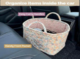 Car Storage Basket Organize, Floral Fabric Car Interior Storage Basket, Quilted Laundry Basket with V1366-AZ2-W-10781