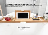 Luxury Adjustable Bamboo Bath Tray Caddy - Spa Book Wine & Accessories Holder V238-SUPDZ-41011690831952