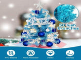 With LED String Light, Mini Christmas Tree, Tabletop Artificial Christmas Tree with Ornaments V1107-128-16524-BLU-60CM