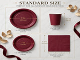 25 Guest Deep Red Disposable Tableware Set - 9 Inch and 7 Inch Paper Plates, Cups, Napkins and V888-ELOSUNG57091