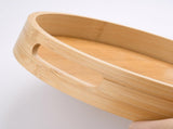 12 inch Round Serving Wooden Tray with Handles, Bamboo Decorative Tray Serving for Serving Beverages V1192-AZ-W-3261