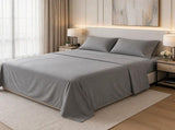 Microfiber Sheet Set 4 Piece Queen Light Grey Deep Pocket Bed Sheets Soft Breathable Easy Care V63-957861