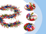 4th of July Red White Blues Lamb Ear Leaves Garland for Doors, 5.9ft Patriotic Artificial V1258-DP02-C-2721