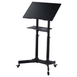 Artiss Mobile Lectern Stand, Adjustable Sit-to-Stand Presentation Podium w/ Wheels Black LPS-HY04-125-BK