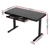 Artiss Electric Standing Desk Motorised Glass Top Black 120CM HASD-ET156C-GLASS-BK-AB