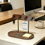 Natural Wood Mushroom Peg Entryway Organizer Wide Tray with Rust-Proof Hooks, Keys & Small Items V1232-ZMYSJ-001