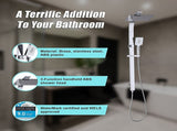 WELS 10" Rain Shower Head Set Square Dual Heads High Pressure with Handheld in Chrome V63-848011