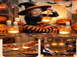 3PCS Dual-Sided Halloween Pumpkin Fun Lantern - Rechargeable Pull Cord LED Night Light with 7-Color V888-ELOSUNG55152-3