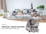 Cat Shaped Paper Towel Holder in Dark Grey Iron, Kitchen and Bathroom Toilet Roll Storage, 18x6.5in V1366-AZ2-W-18957