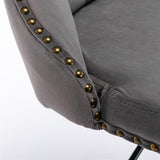 2x Height Adjustable Swivel Bar Stool Velvet Nailhead Barstool with Footrest V226-SW1812GY