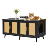 VEVOR Cat Litter Box Enclosure Wooden Litter Box Furniture Hidden 2 Rooms Black V952-JSDMMSPWQ472J3GQVV0